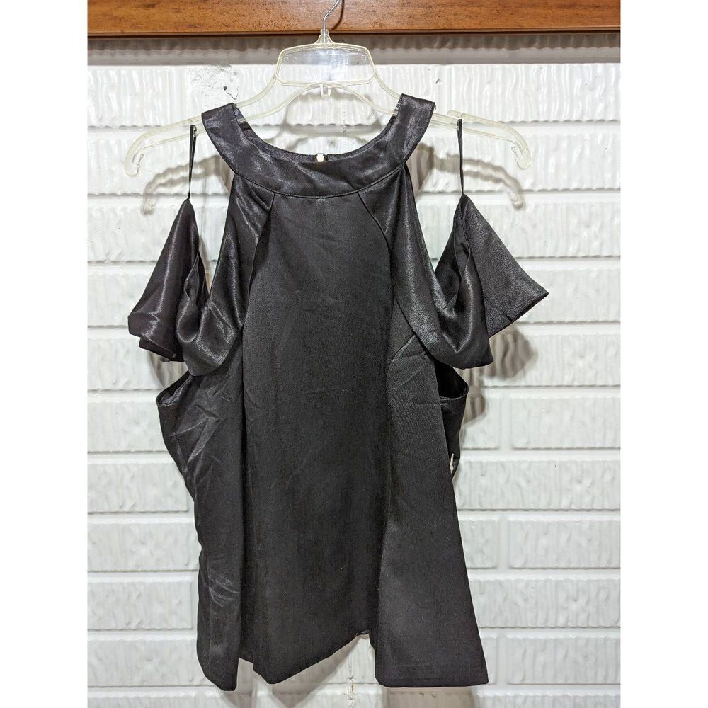 Nanette Lepore Women's Very Black Cold Shoulder Blouse Size XL NWT